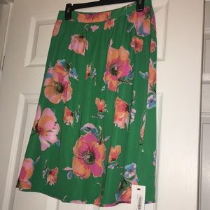 Bright green summer midi skirt